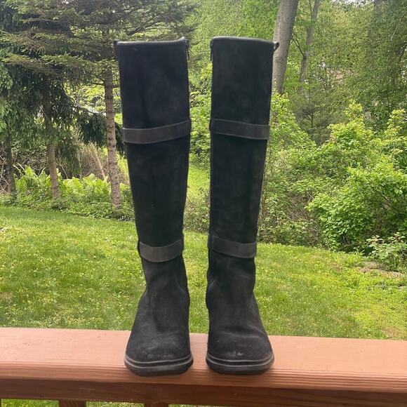 Hunter Willingen Tall Black Suede/Leather Boots w Size Zip - Size 7 1/2 - Picture 6 of 15